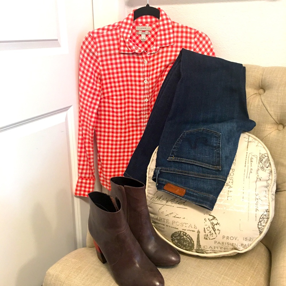 ✨ Moving sale 🚗- J. Crew Pink Plaid Perfect Fit Top, Size 00